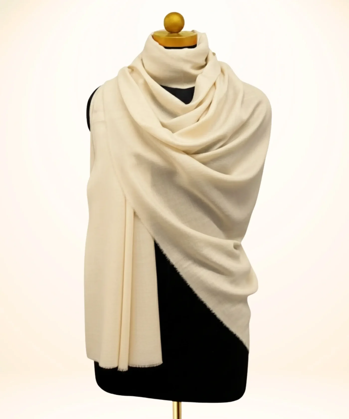 Cream Pashmina Cashmere Shawl - Image 2