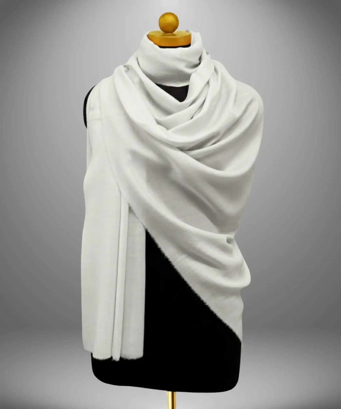 Serene White Pashmina Cashmere Shawl - Image 2