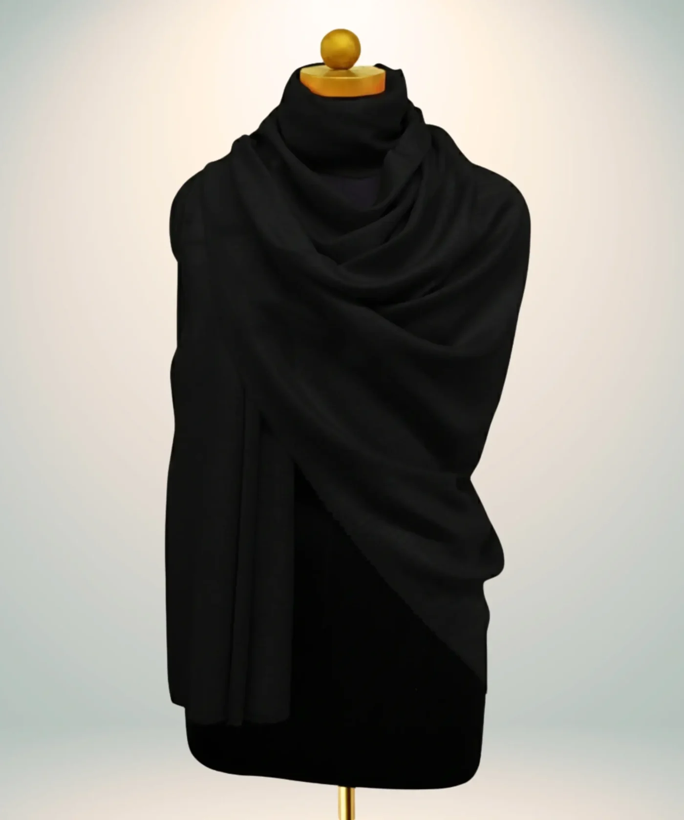 Black Pashmina Cashmere Shawl - Image 2