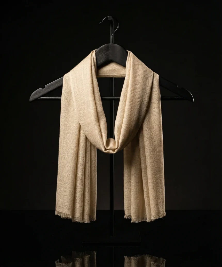 Solid Cream Pashmina Cashmere Scarf
