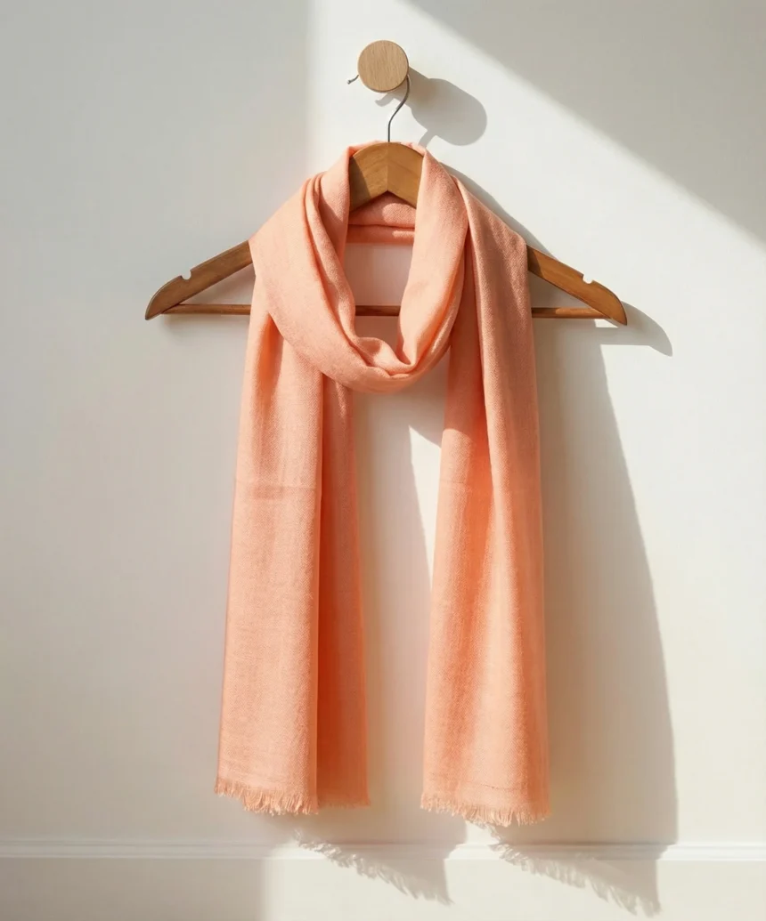 Plain Peach Pashmina Cashmere Scarf