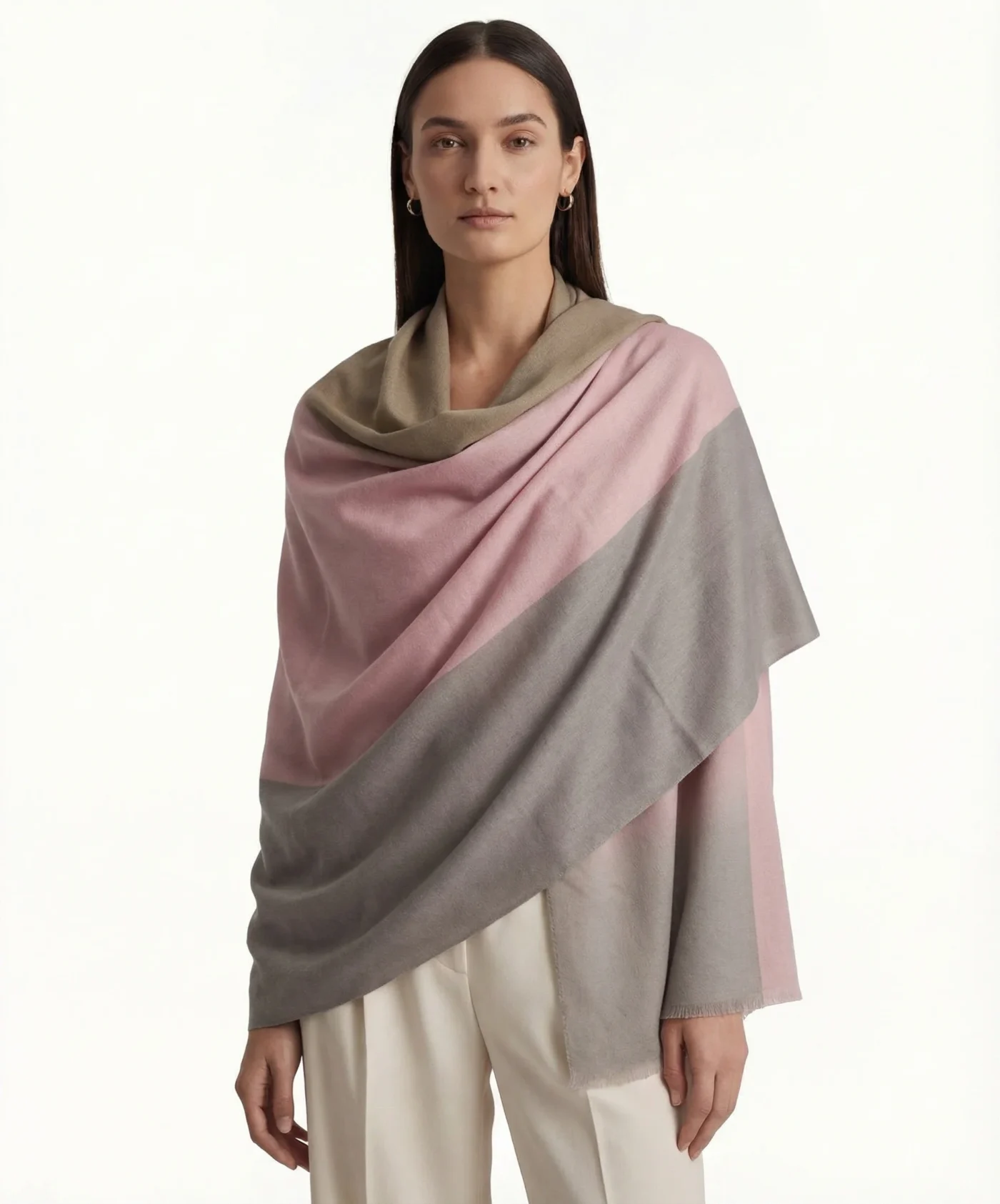Ombre Pashmina  Flamingo Pink, Beige, and Grey - Image 4
