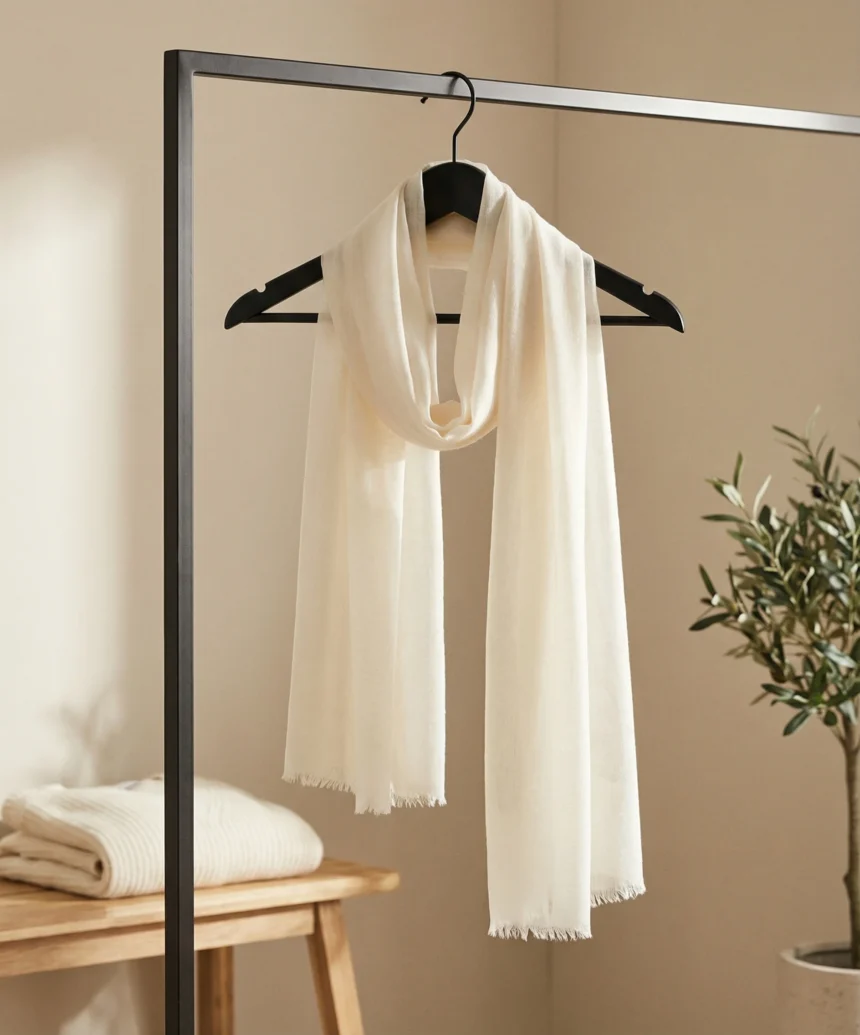 White Pashmina Cashmere Scarf