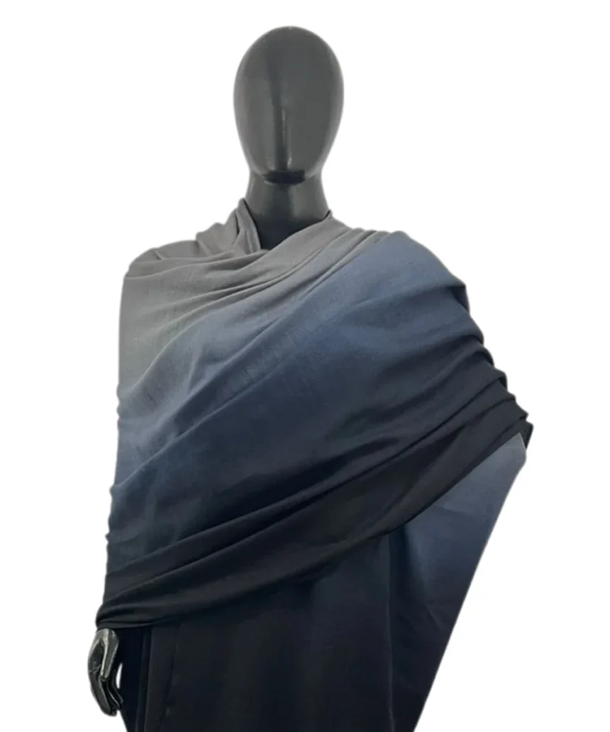 Ombre Pashmina Cashmere Shawl in Gainsboro Grey and Black