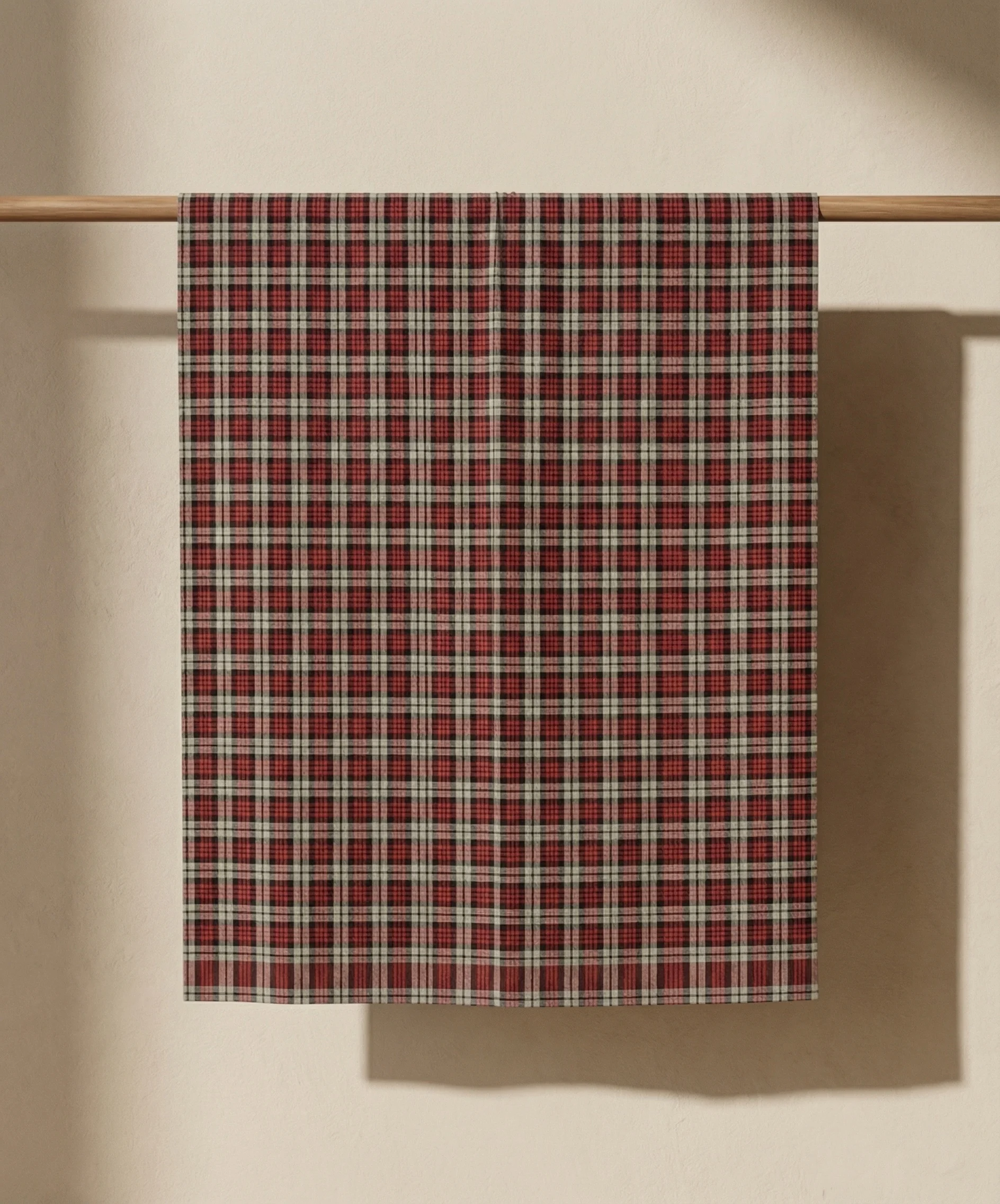 Red Tartan Check Men’s Pashmina Cashmere Shawl