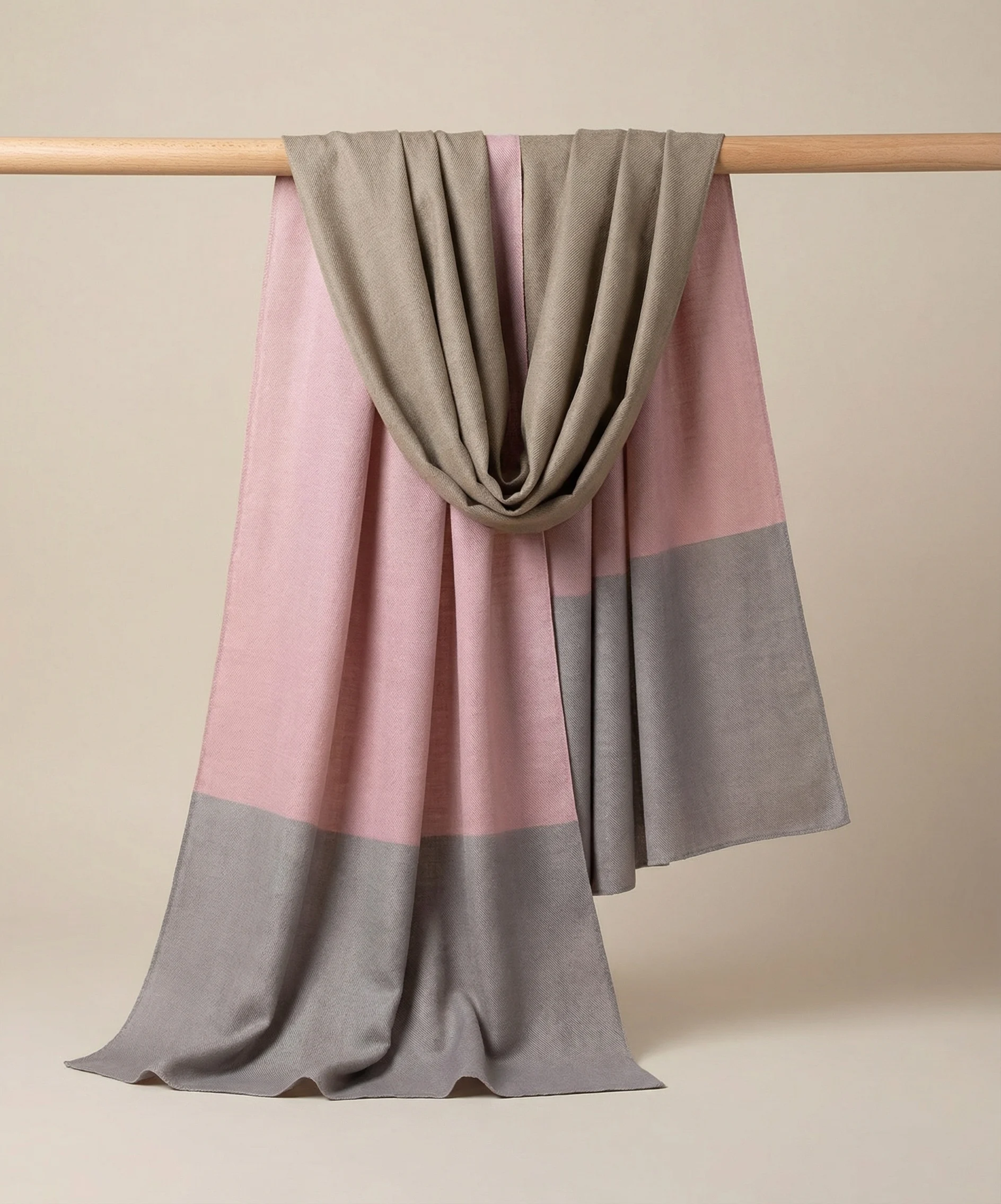 Ombre Pashmina  Flamingo Pink, Beige, and Grey - Image 3