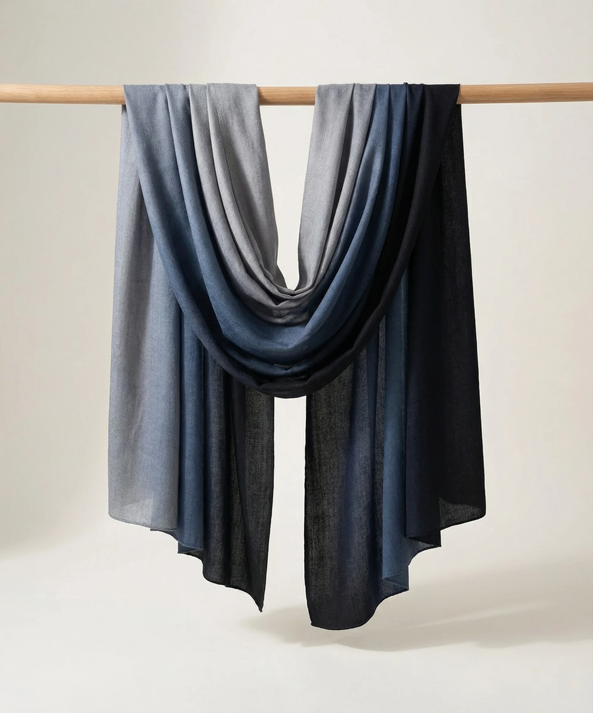 Ombre Pashmina Cashmere Shawl in Gainsboro Grey and Black - Image 2