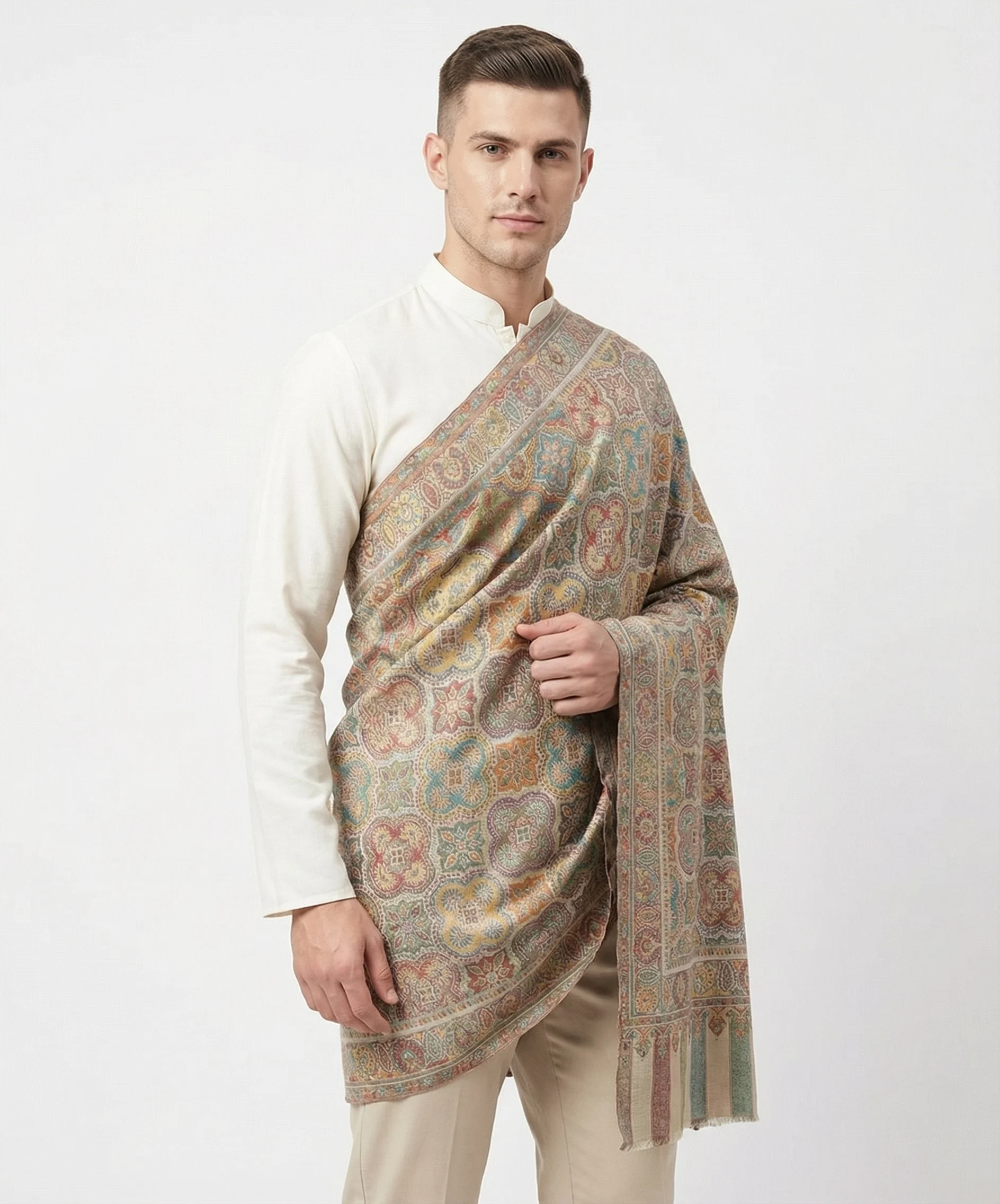 Men’s Pashmina Cashmere Shawl With Kani Weave - Image 2