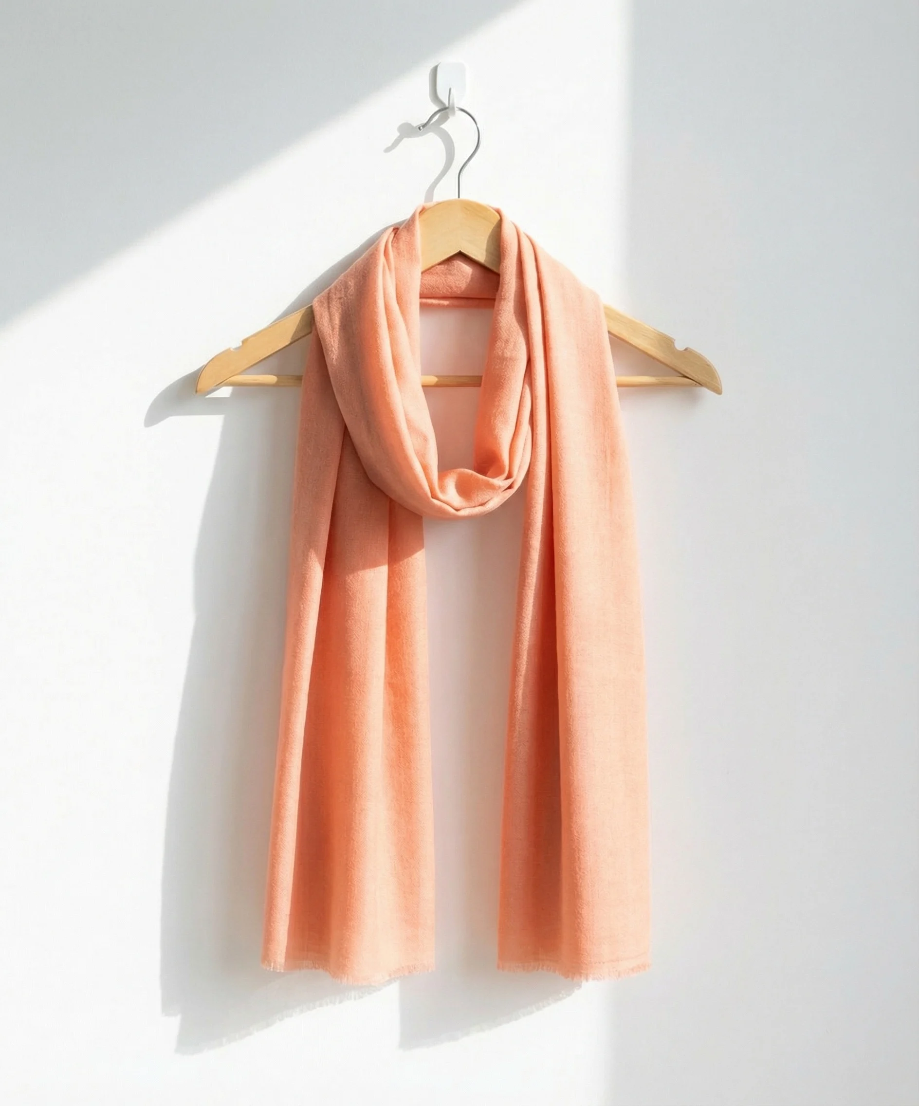 Plain Peach Pashmina Cashmere Scarf - Image 2