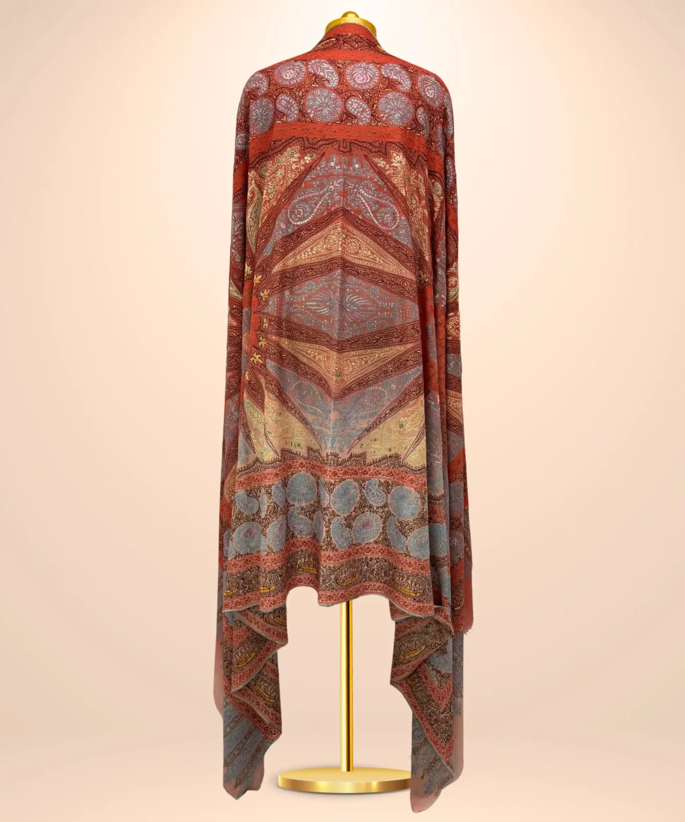 Handmade Pashmina Jamawar Shawl in Mellow Amber - Image 2