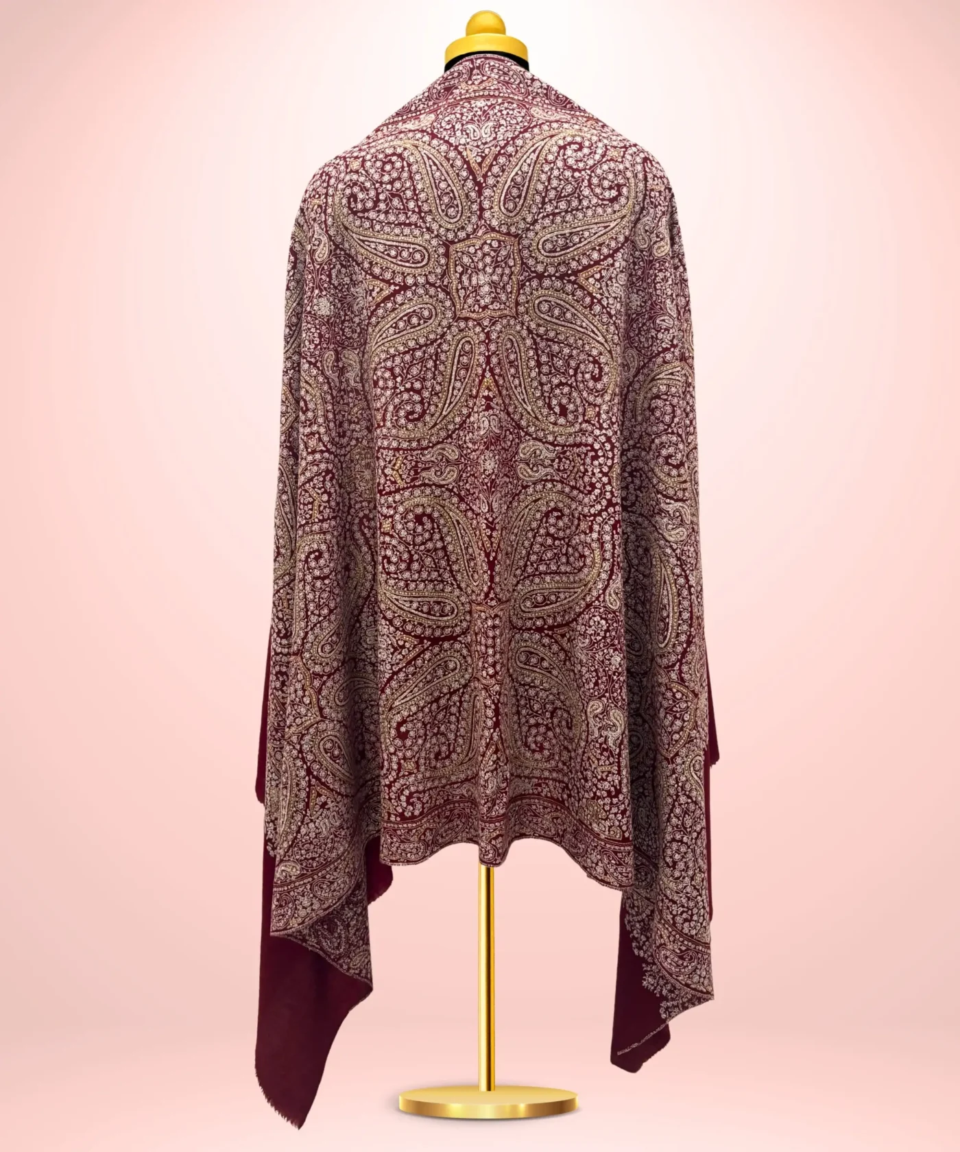 Handmade Jamawar Pashmina Shawl With Sozni Embroidery - Image 4
