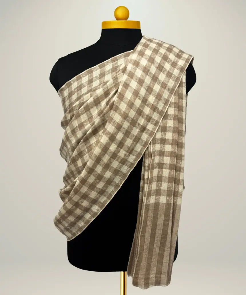 Shawl Men's Check Self Kani