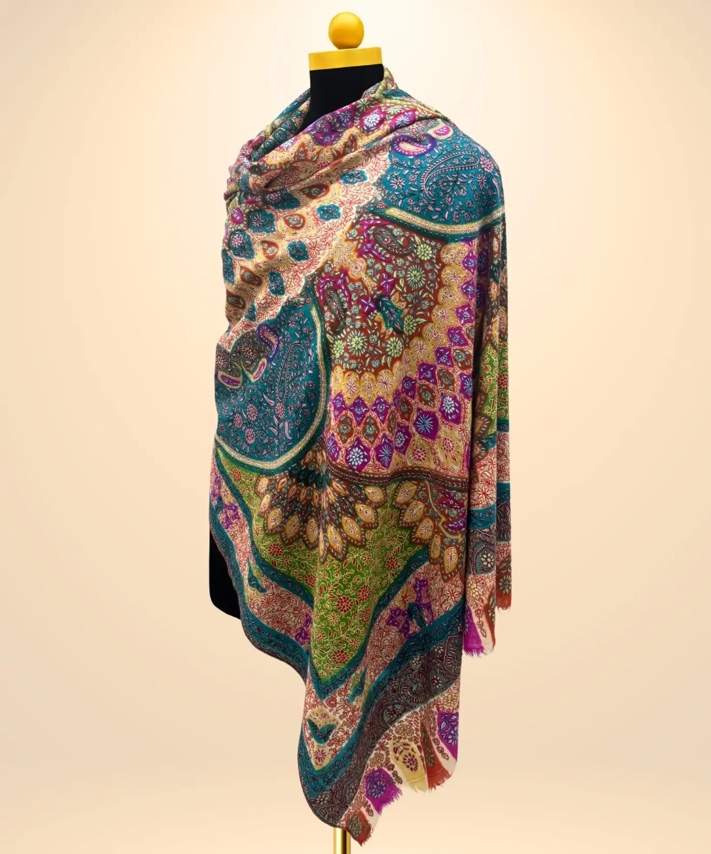 Shawl Handmade Pashmina Kalamkari Sozni - Image 2