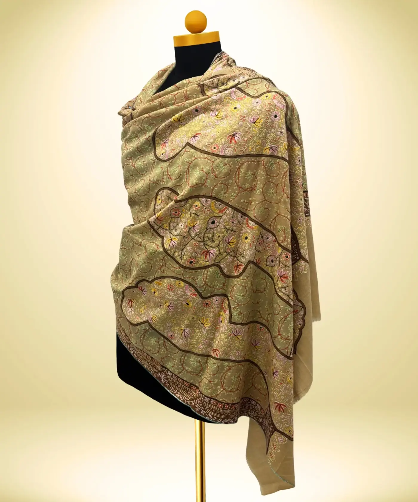 Shawl Handmade Pashmina Sozni Kalamkari - Image 2