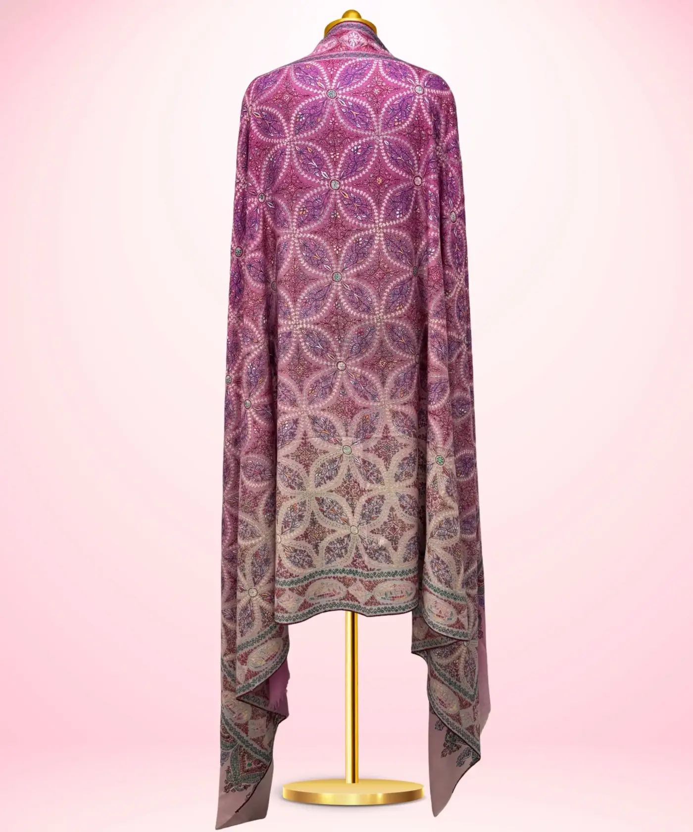 Shawl Handmade Pashmina Jamawar Sozni - Image 3