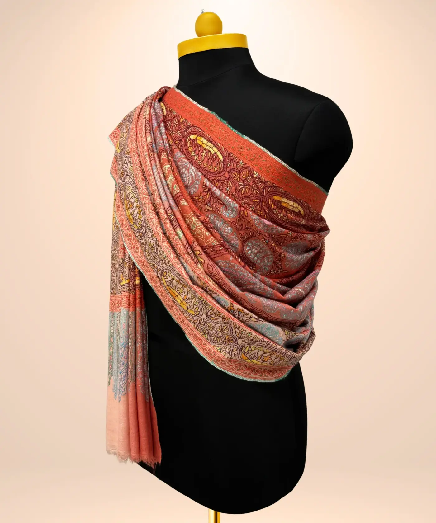Shawl Handmade Pashmina Jamawar Sozni - Image 2