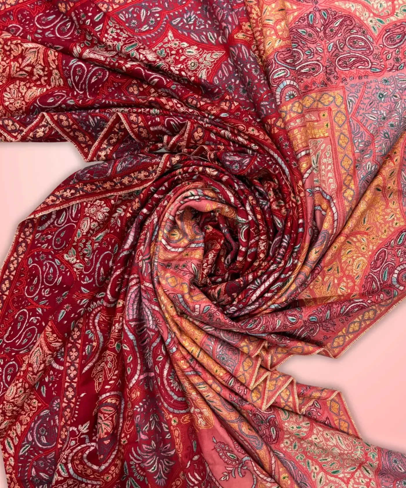 Shawl Handmade Pashmina Ombre Jamawar - Image 5