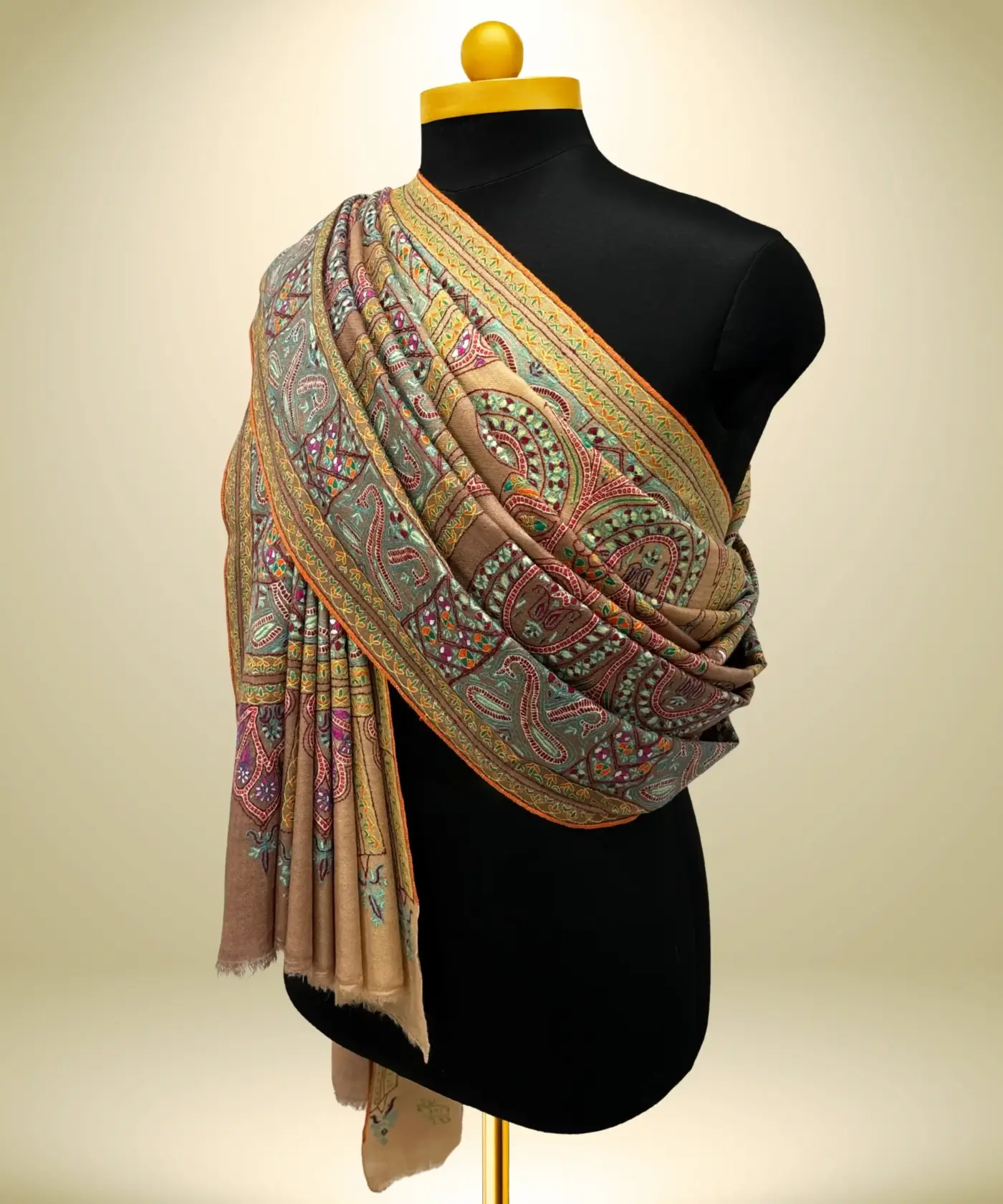 Shawl Handmade Pashmina Jamawar Sozni - Image 3