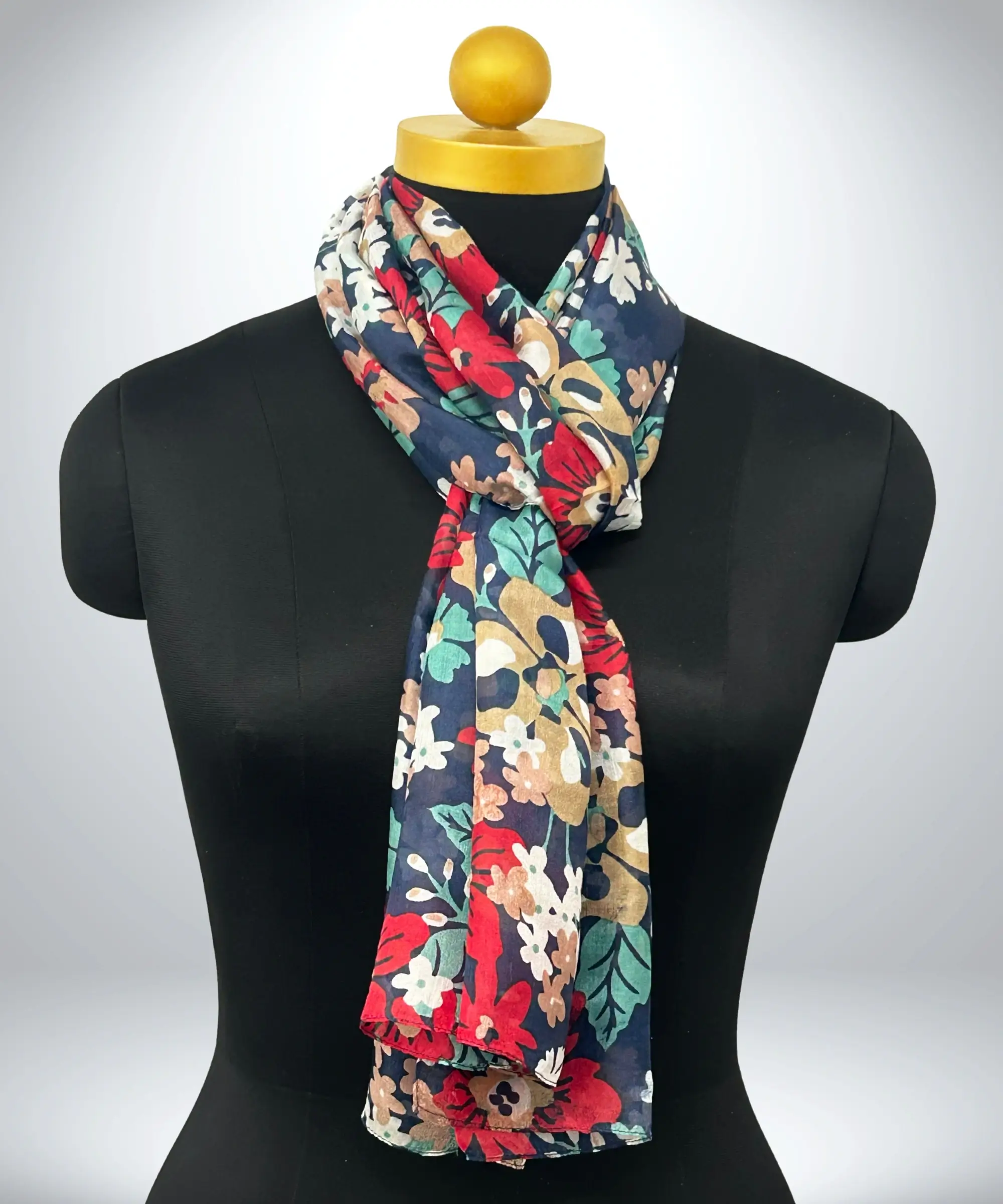 ALBASIR-SILK-KALAMKARI-SCARF-14-2-1 Scarf Silk Floral - Image 1