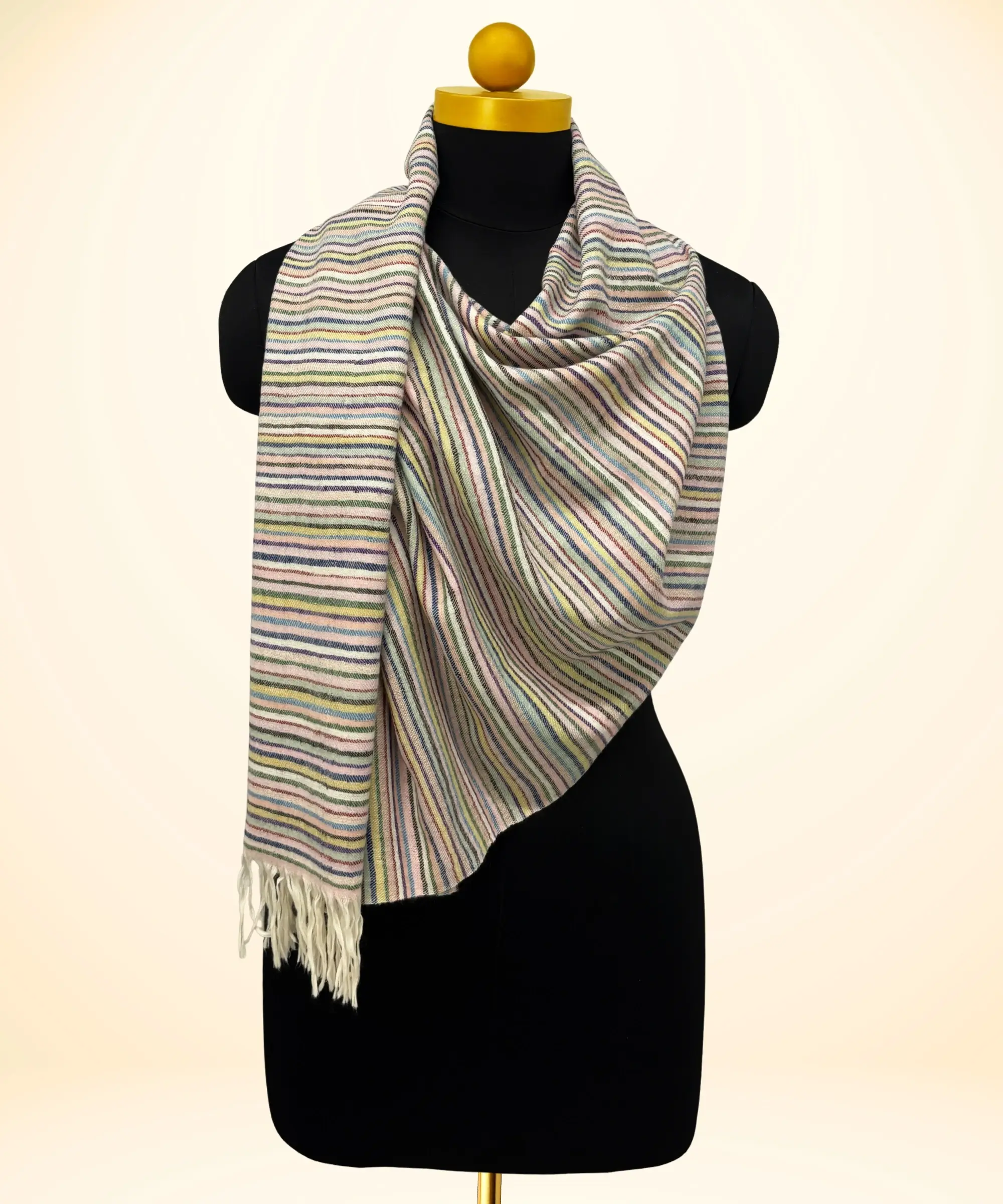 ALBASIR-STOLE-HANDMADE-PASHMINA-A1-6 Stole Stripe Pashmina - Image 1