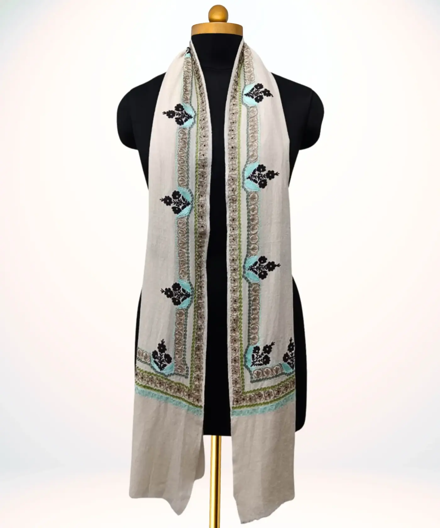 Stole White Pashmina - Image 3