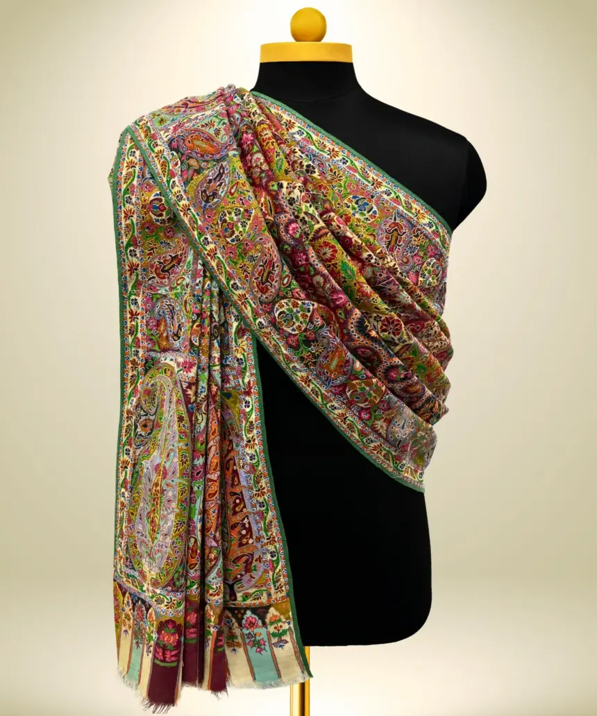 Shawl Men's Handmade Kalamkari Sozni